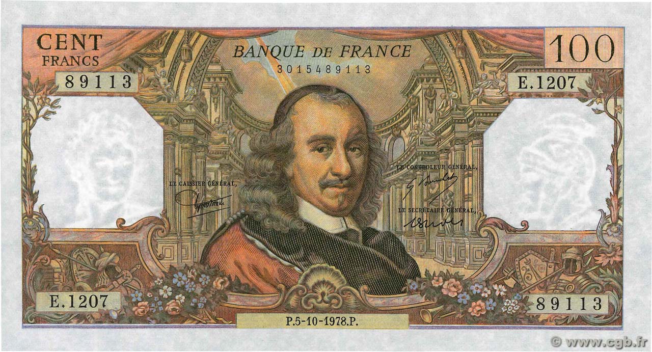 100 Francs CORNEILLE FRANCE  1978 F.65.63 NEUF