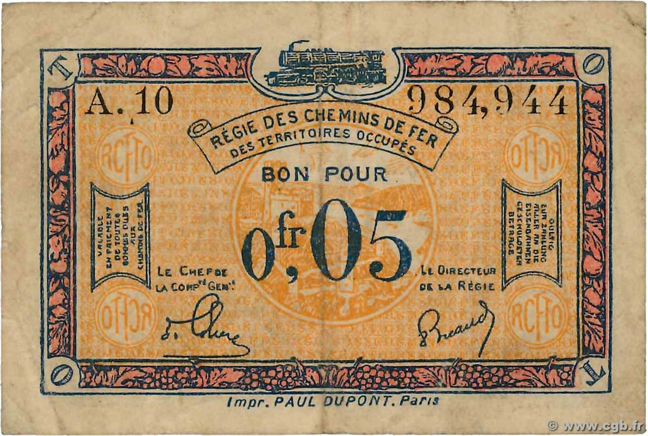 0,05 Franc FRANCE regionalismo y varios  1918 JP.135.01 BC