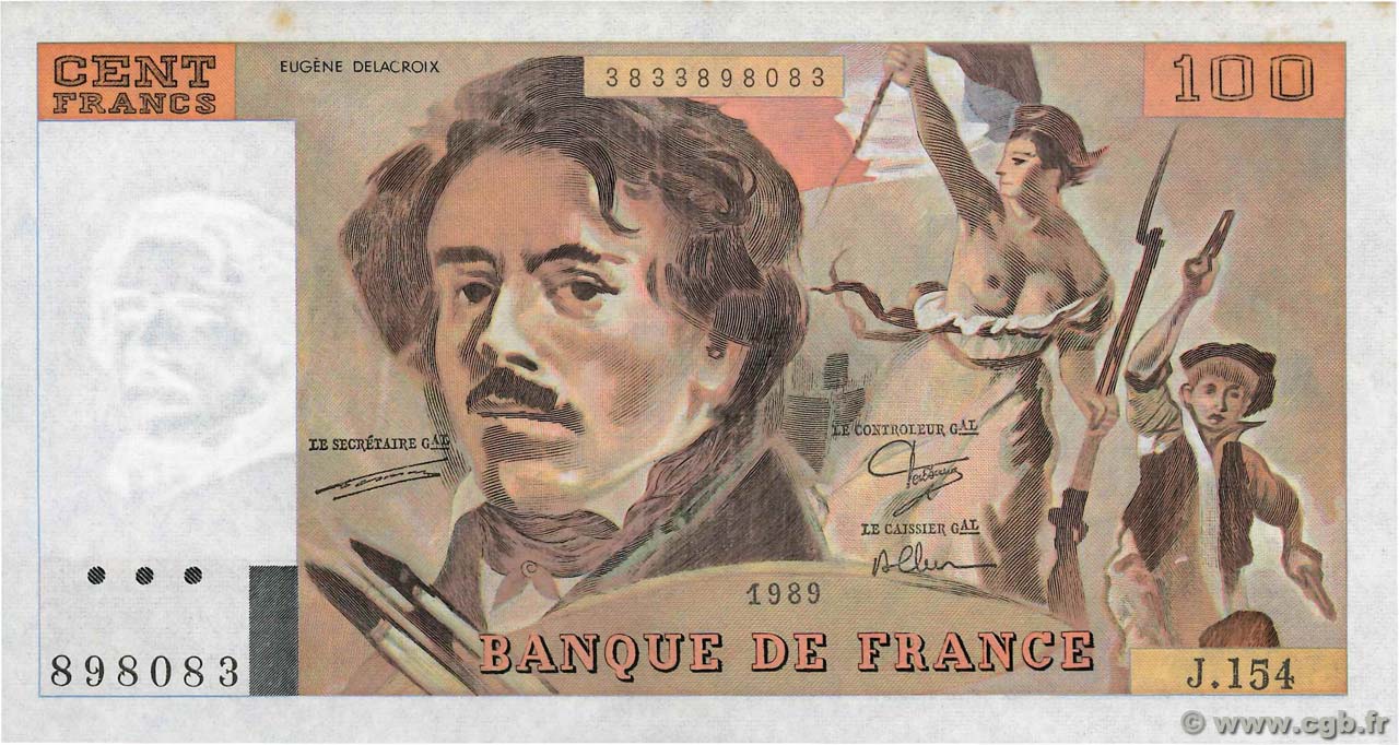 100 Francs DELACROIX modifié FRANCIA  1989 F.69.13d AU