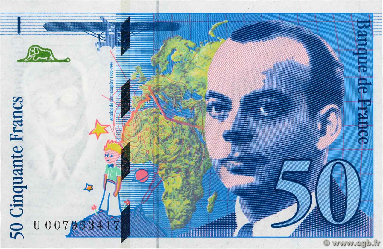 50 Francs SAINT-EXUPÉRY FRANCIA  1993 F.72.02 q.AU