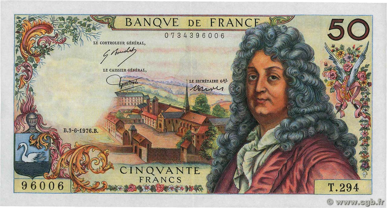 50 Francs RACINE FRANCIA  1976 F.64.33 q.AU