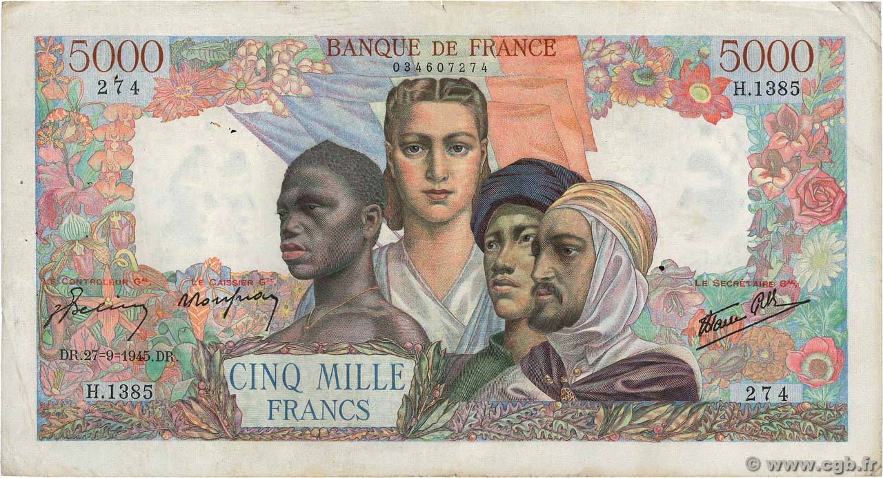 5000 Francs EMPIRE FRANÇAIS FRANCIA  1945 F.47.45 BC