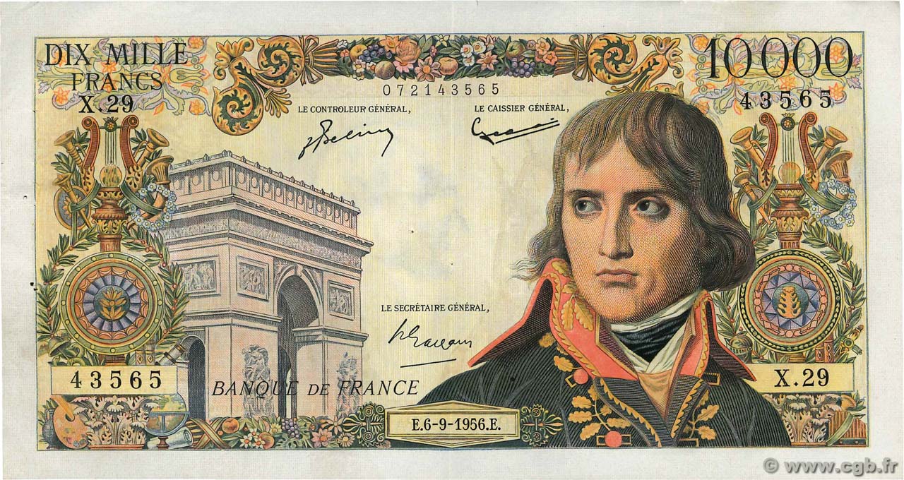10000 Francs BONAPARTE FRANKREICH  1956 F.51.04 SS