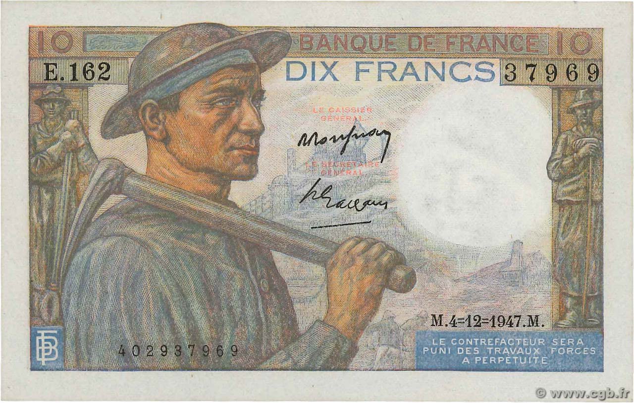 10 Francs MINEUR FRANCIA  1947 F.08.19 SPL+