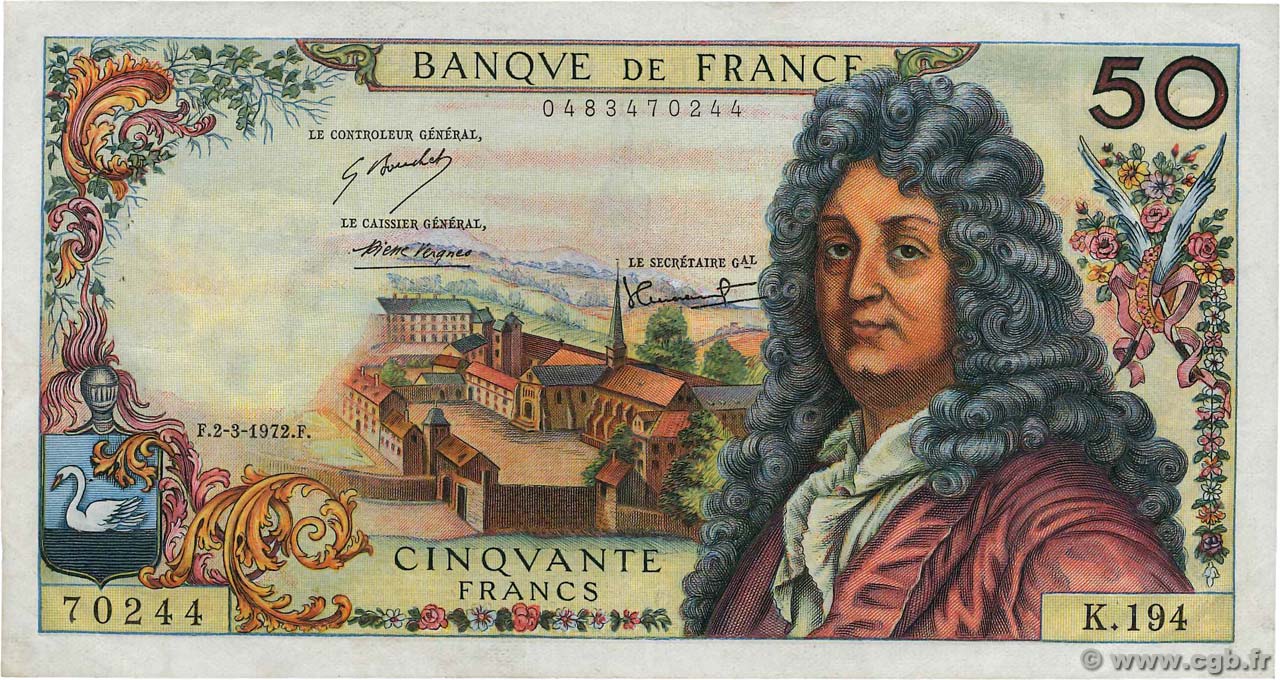 50 Francs RACINE FRANCIA  1972 F.64.20 BB