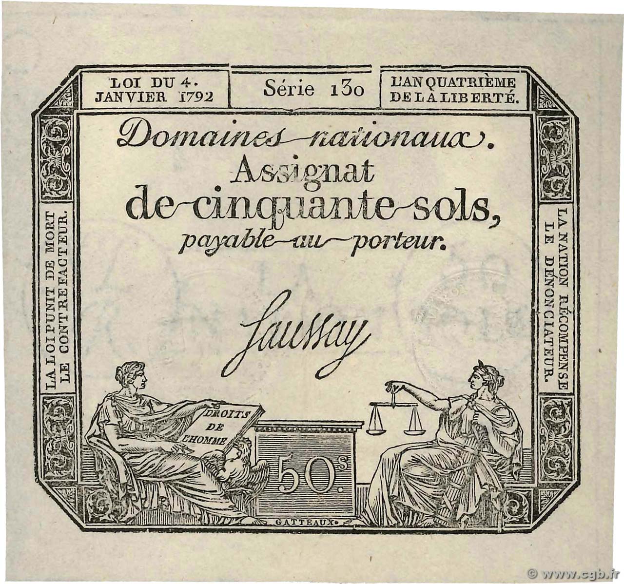 50 Sols FRANKREICH  1792 Ass.26a VZ