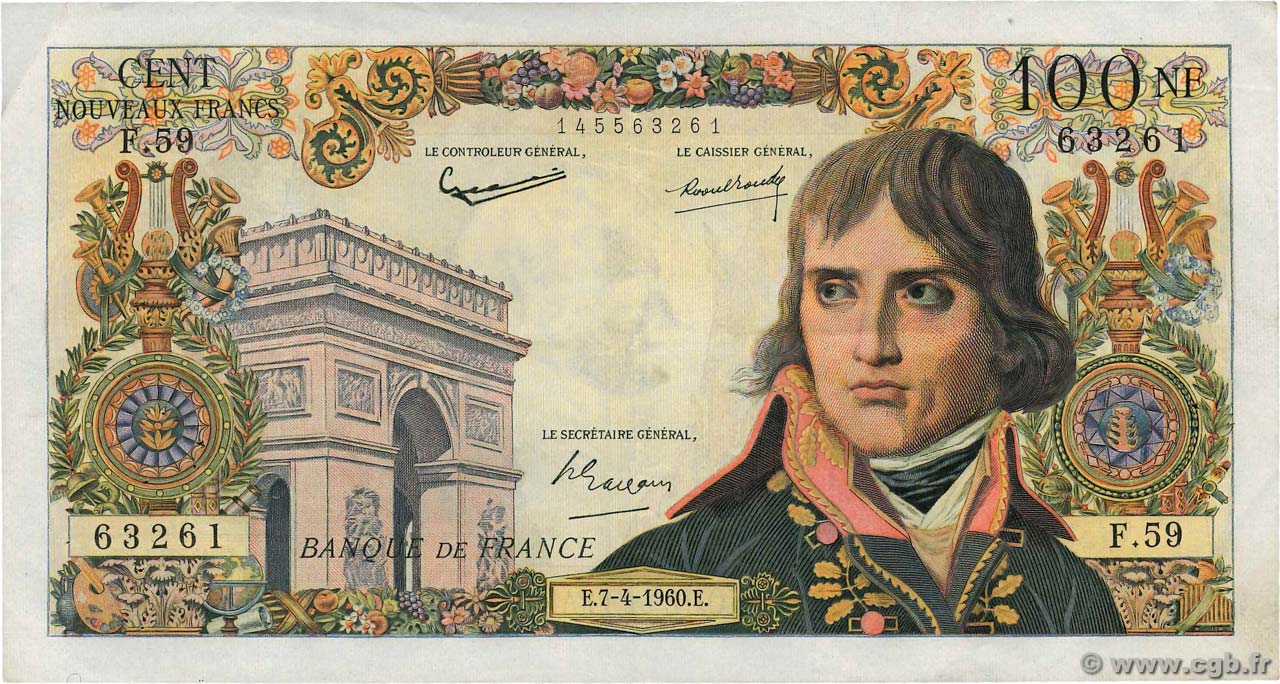 100 Nouveaux Francs BONAPARTE FRANCIA  1960 F.59.06 MBC
