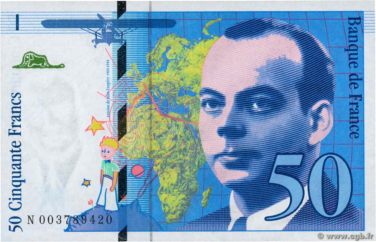 50 Francs SAINT-EXUPÉRY FRANCE  1992 F.72.01b pr.SPL