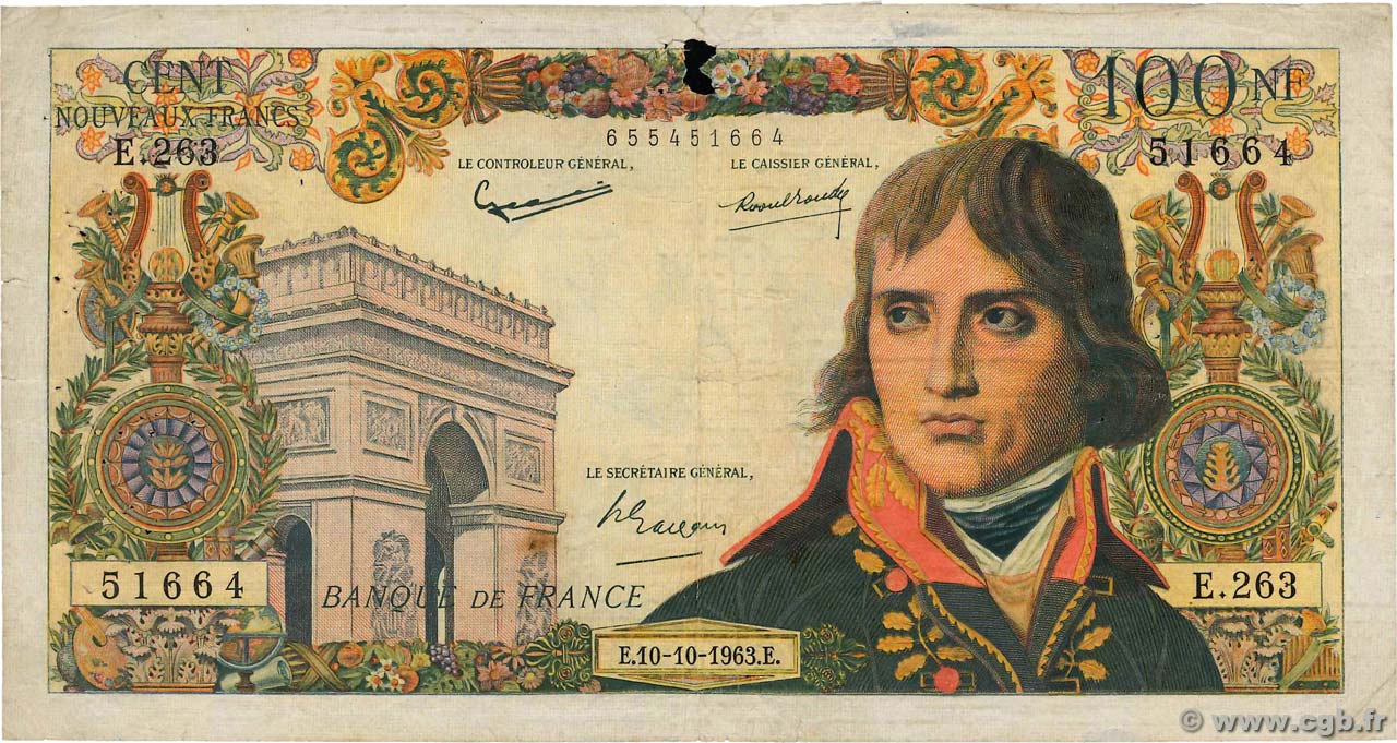 100 Nouveaux Francs BONAPARTE FRANCE  1963 F.59.23 G