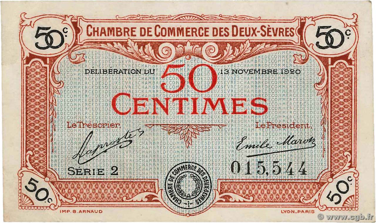 50 Centimes FRANCE regionalism and various Niort 1920 JP.093.10 XF-
