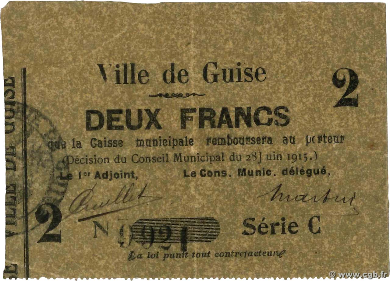 2 Francs FRANCE regionalismo y varios  1915 JP.02-1110 MBC+