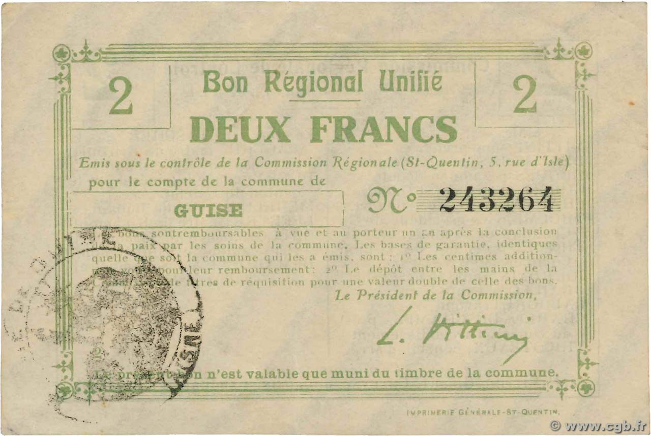 2 Francs FRANCE regionalismo e varie  1916 JP.02-1123.BRU BB