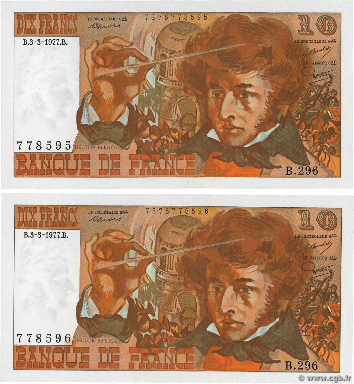 10 Francs BERLIOZ Consécutifs FRANKREICH  1977 F.63.21 VZ