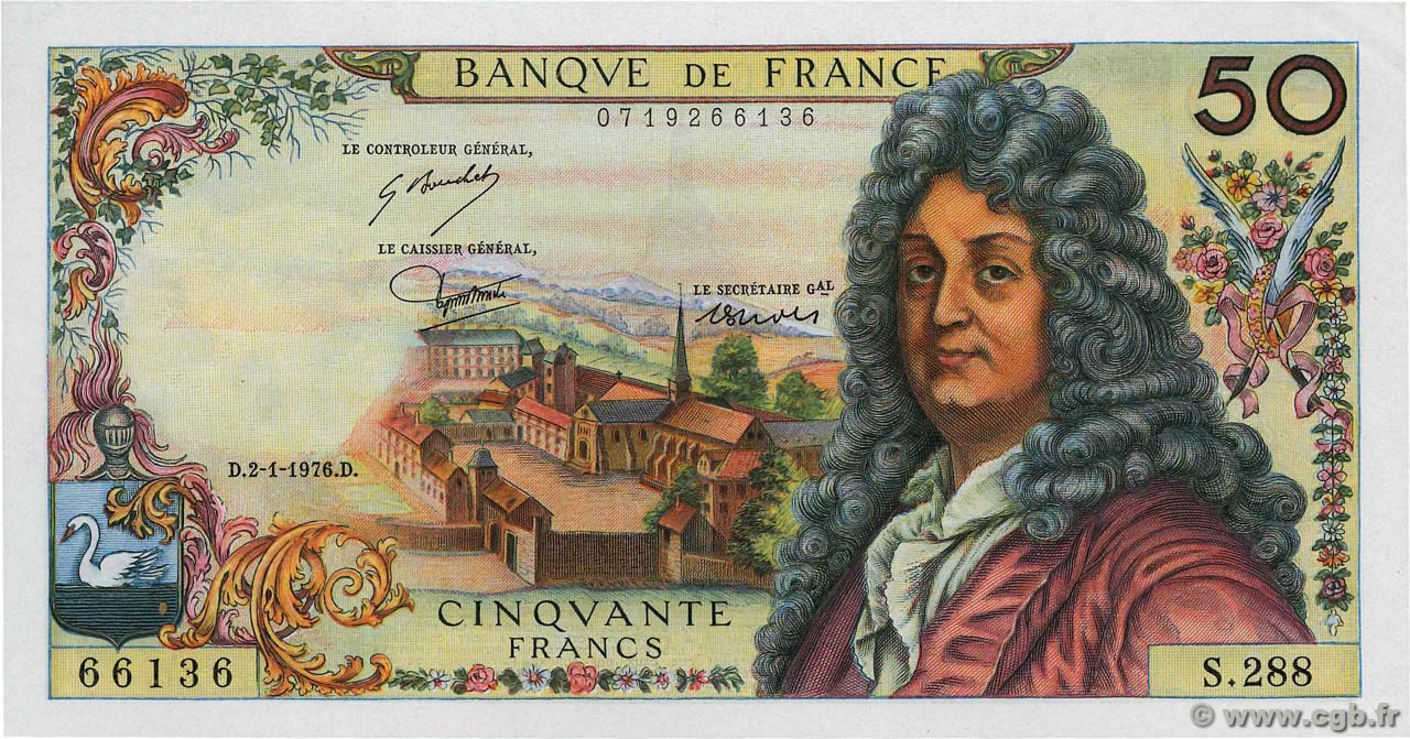 50 Francs RACINE FRANCE  1976 F.64.32 AU