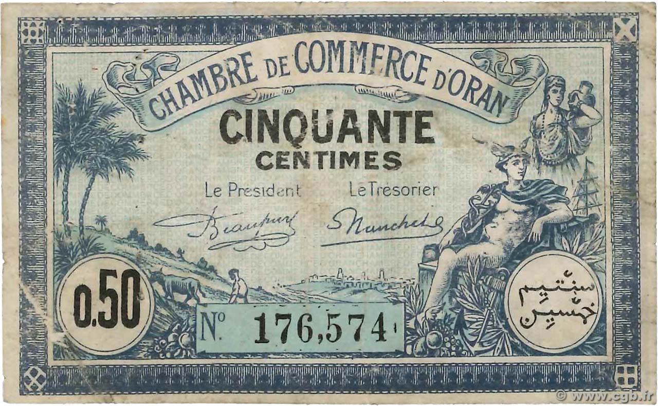 50 Centimes FRANCE régionalisme et divers Oran 1923 JP.141.38 TB