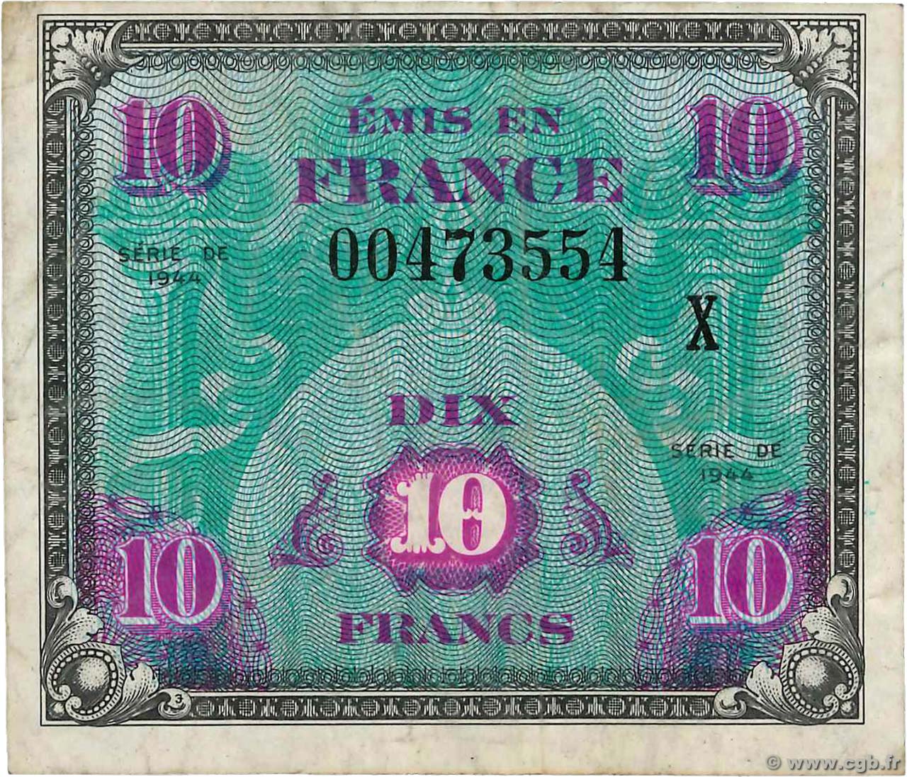 10 Francs DRAPEAU FRANKREICH  1944 VF.18.02 SS