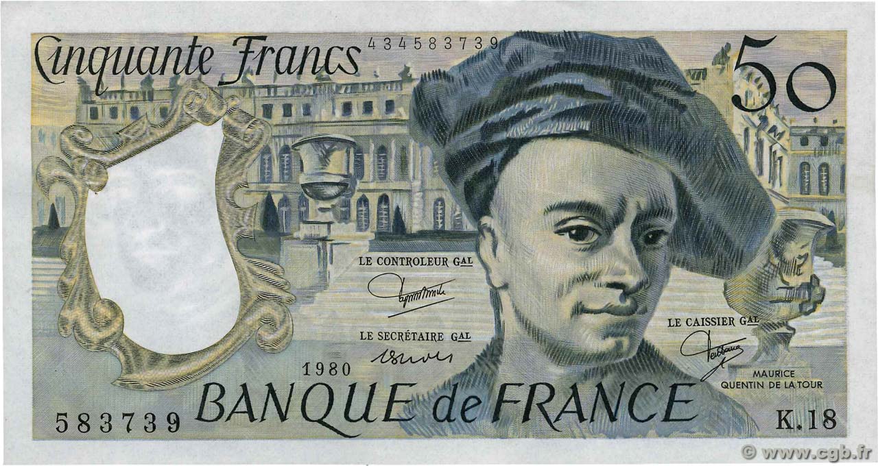 50 Francs QUENTIN DE LA TOUR FRANCE  1980 F.67.06 pr.SUP