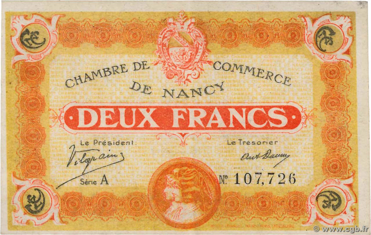 2 Francs FRANCE régionalisme et divers Nancy 1918 JP.087.25 SUP+
