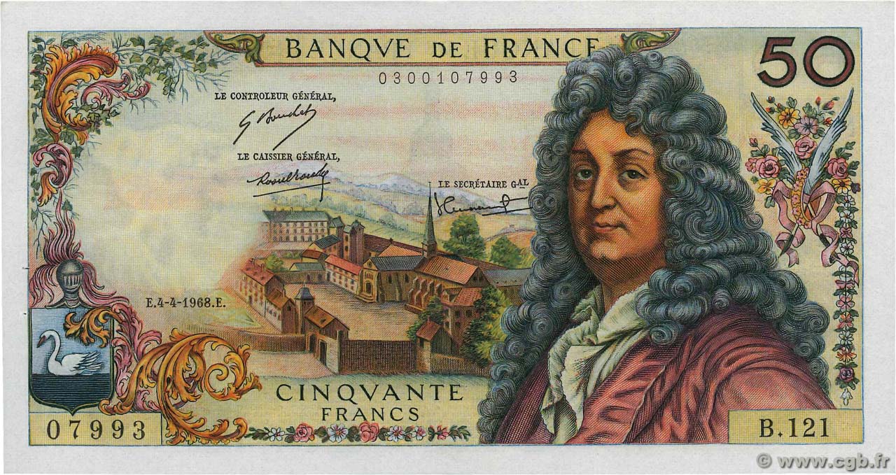 50 Francs RACINE FRANCIA  1968 F.64.11 EBC+