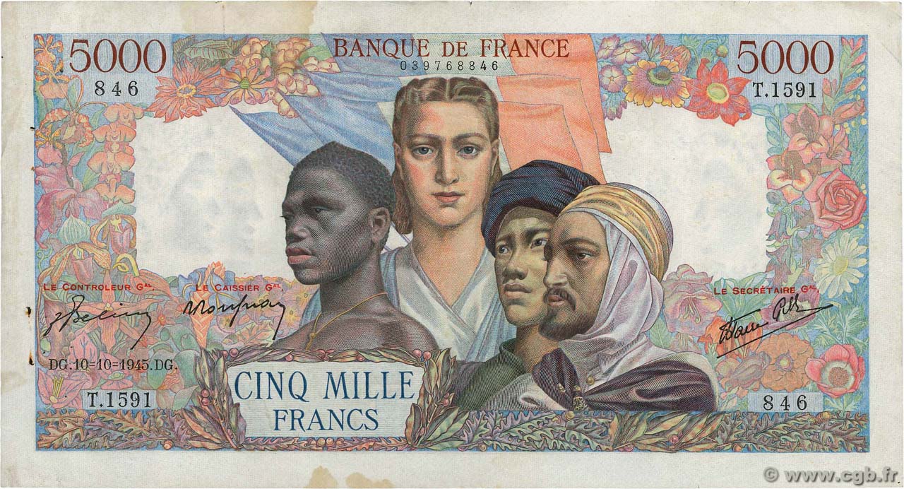 5000 Francs EMPIRE FRANÇAIS FRANCIA  1945 F.47.47 BB