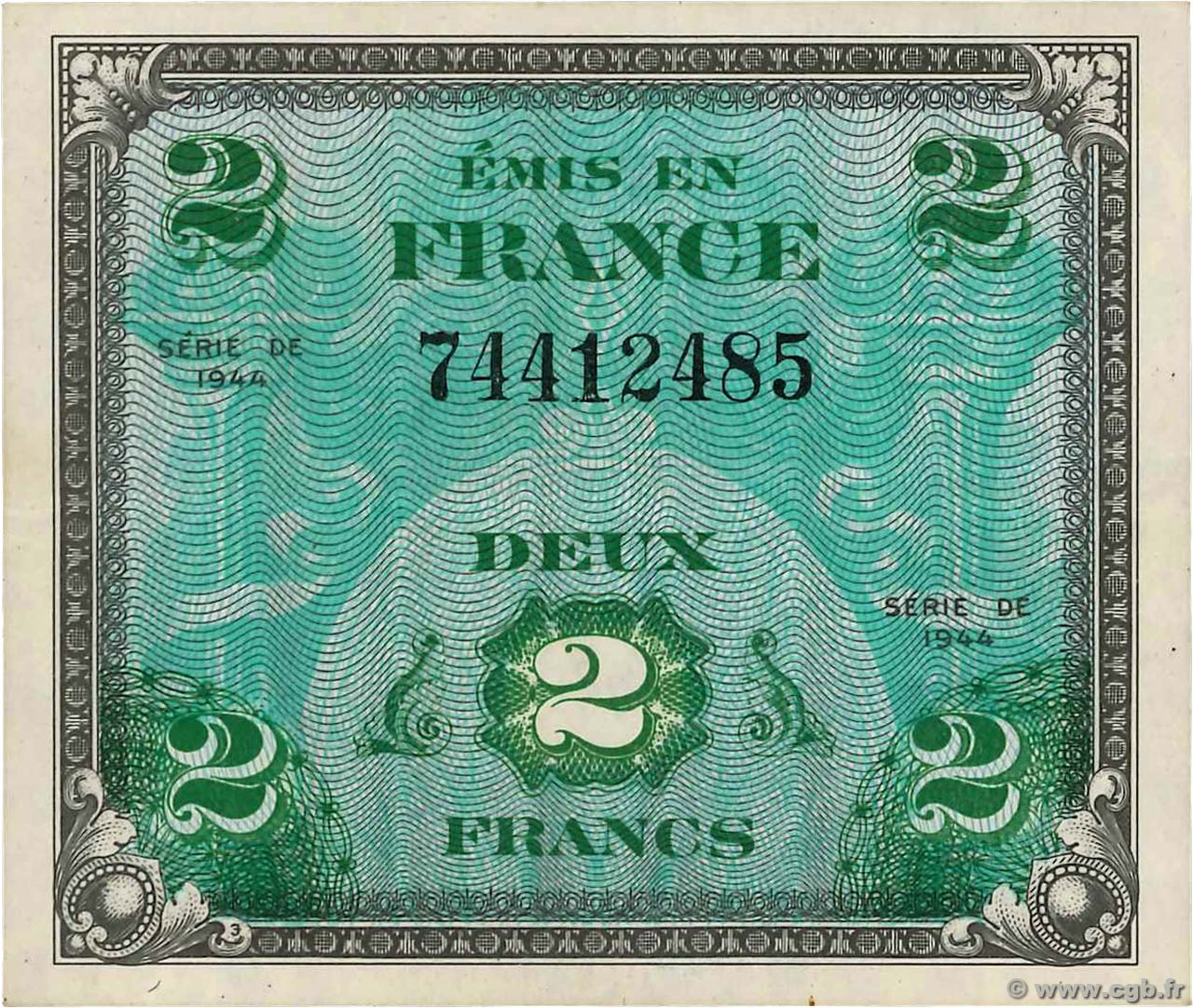 2 Francs DRAPEAU FRANKREICH  1944 VF.16.01 VZ