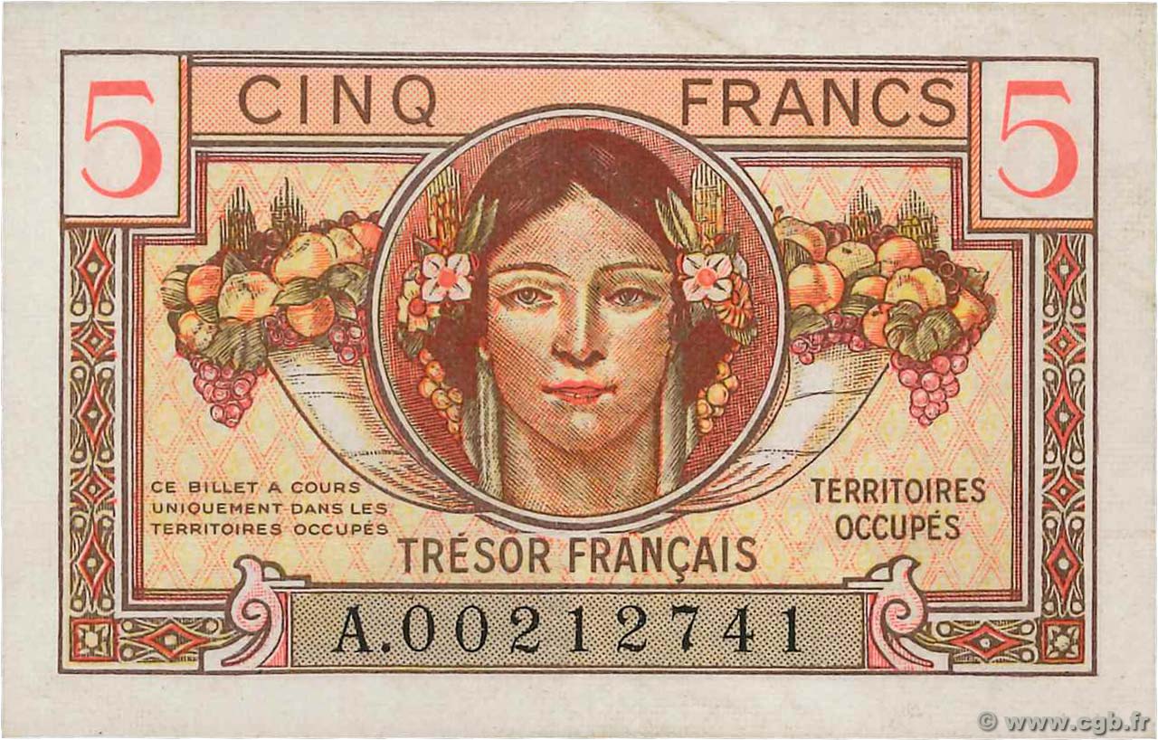 5 Francs TRÉSOR FRANÇAIS FRANKREICH  1947 VF.29.01 VZ