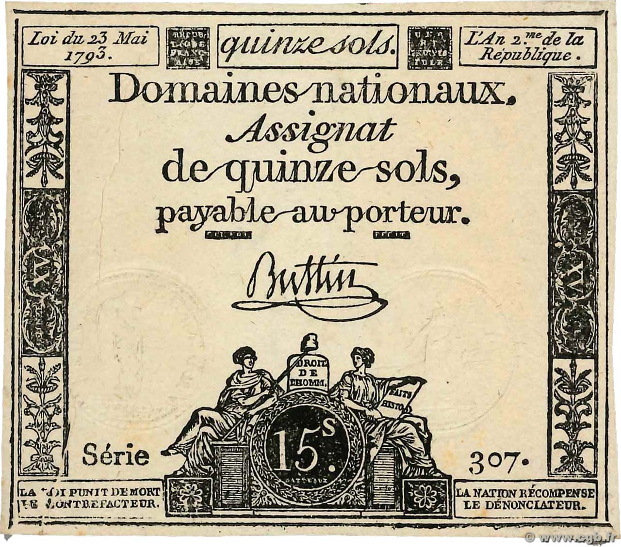 15 Sols FRANCE  1793 Ass.41b AU
