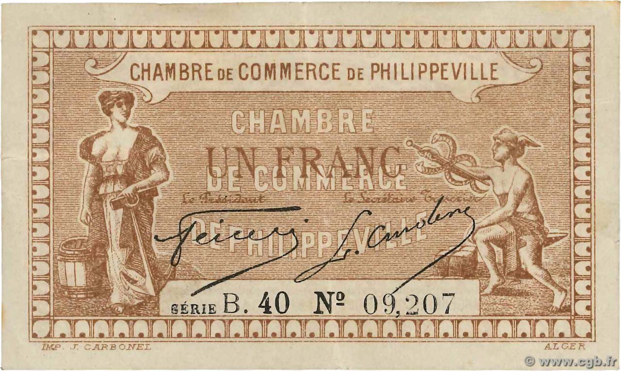 1 Franc FRANCE regionalism and miscellaneous Philippeville 1917 JP.142.09 VF