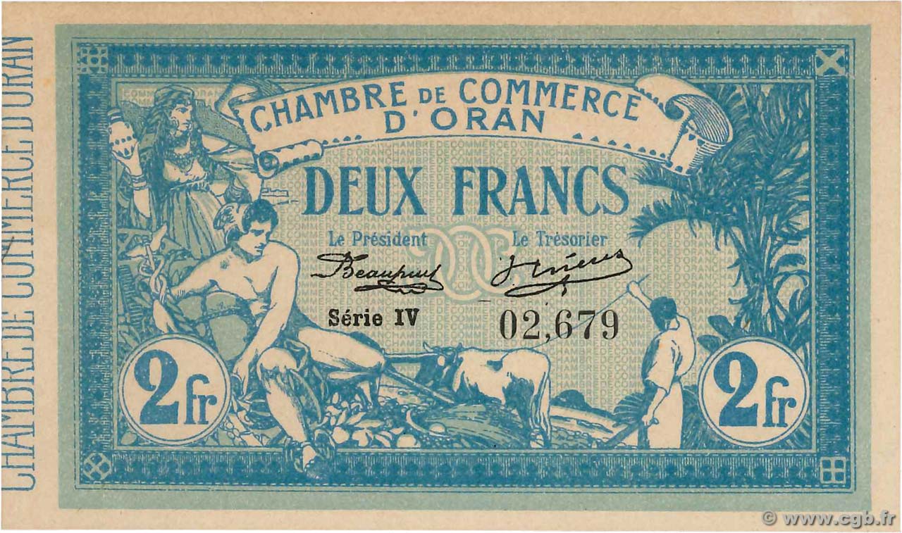 2 Francs FRANCE régionalisme et divers Oran 1915 JP.141.14 pr.SPL