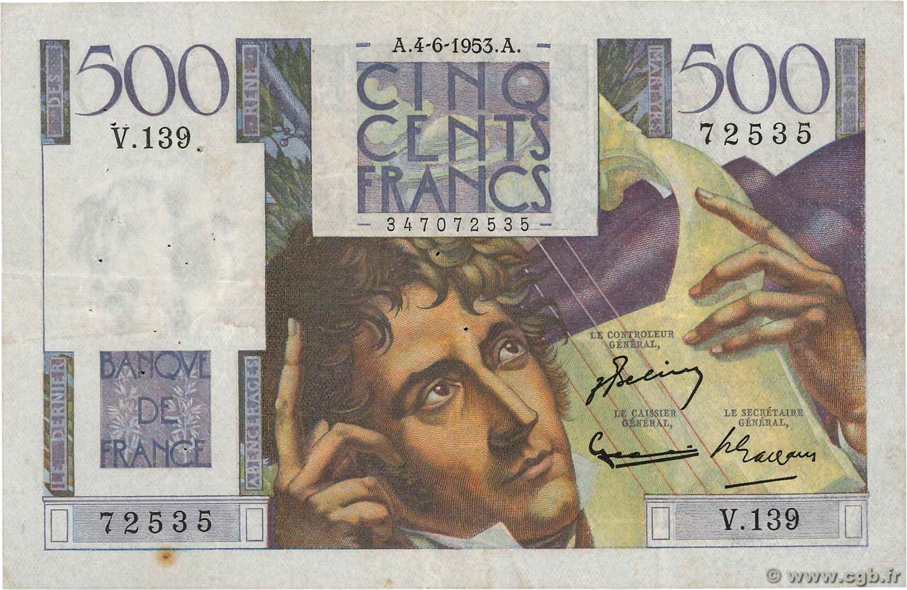 500 Francs CHATEAUBRIAND FRANCE  1953 F.34.12 TB+