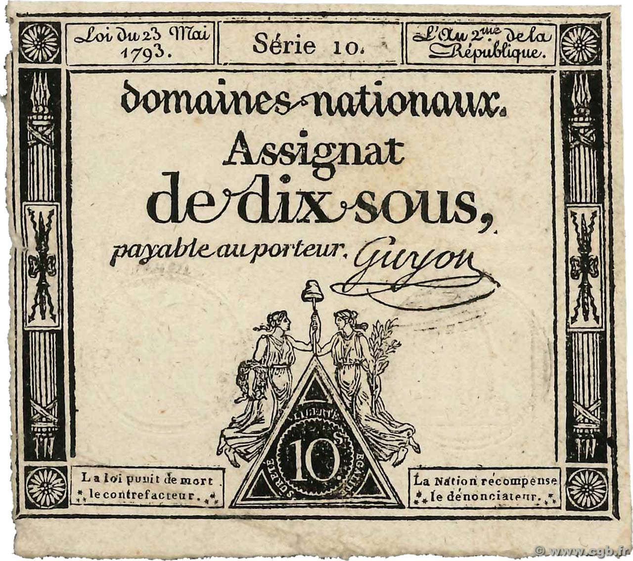 10 Sous FRANCE  1793 Ass.40a F