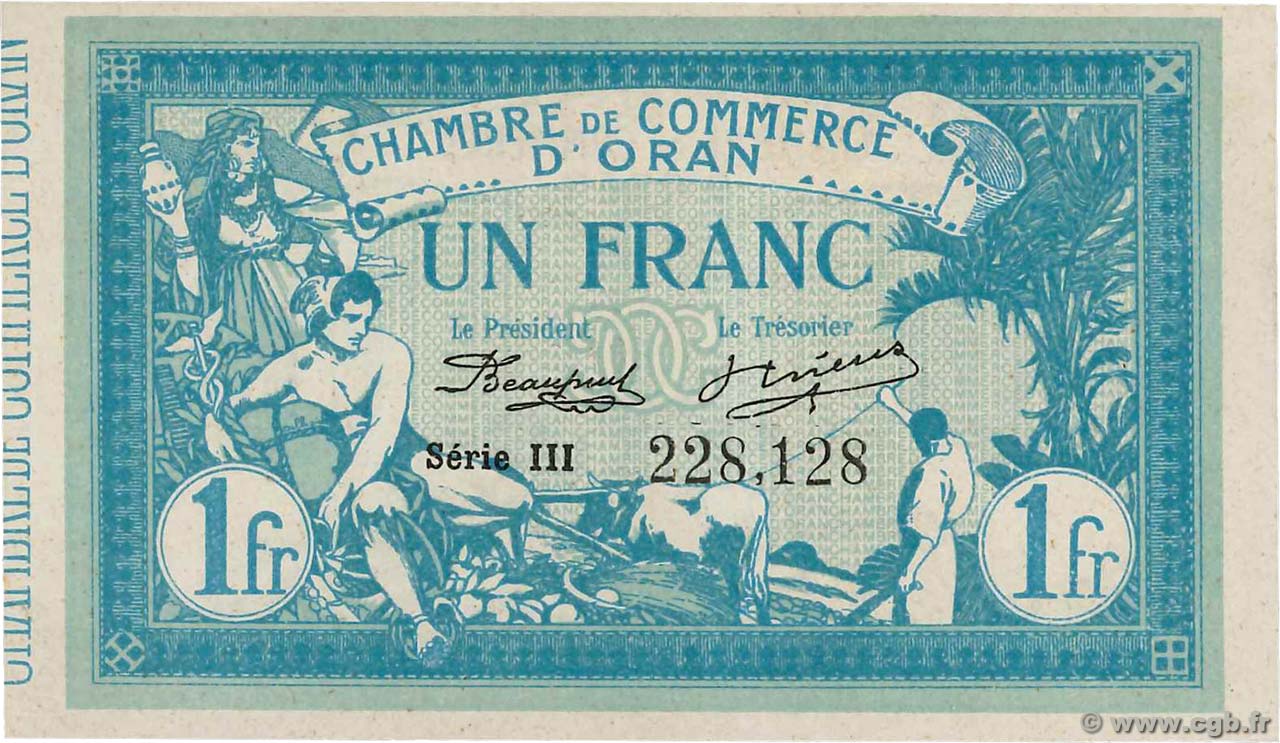 1 Franc FRANCE regionalismo e varie Oran 1915 JP.141.08 SPL+