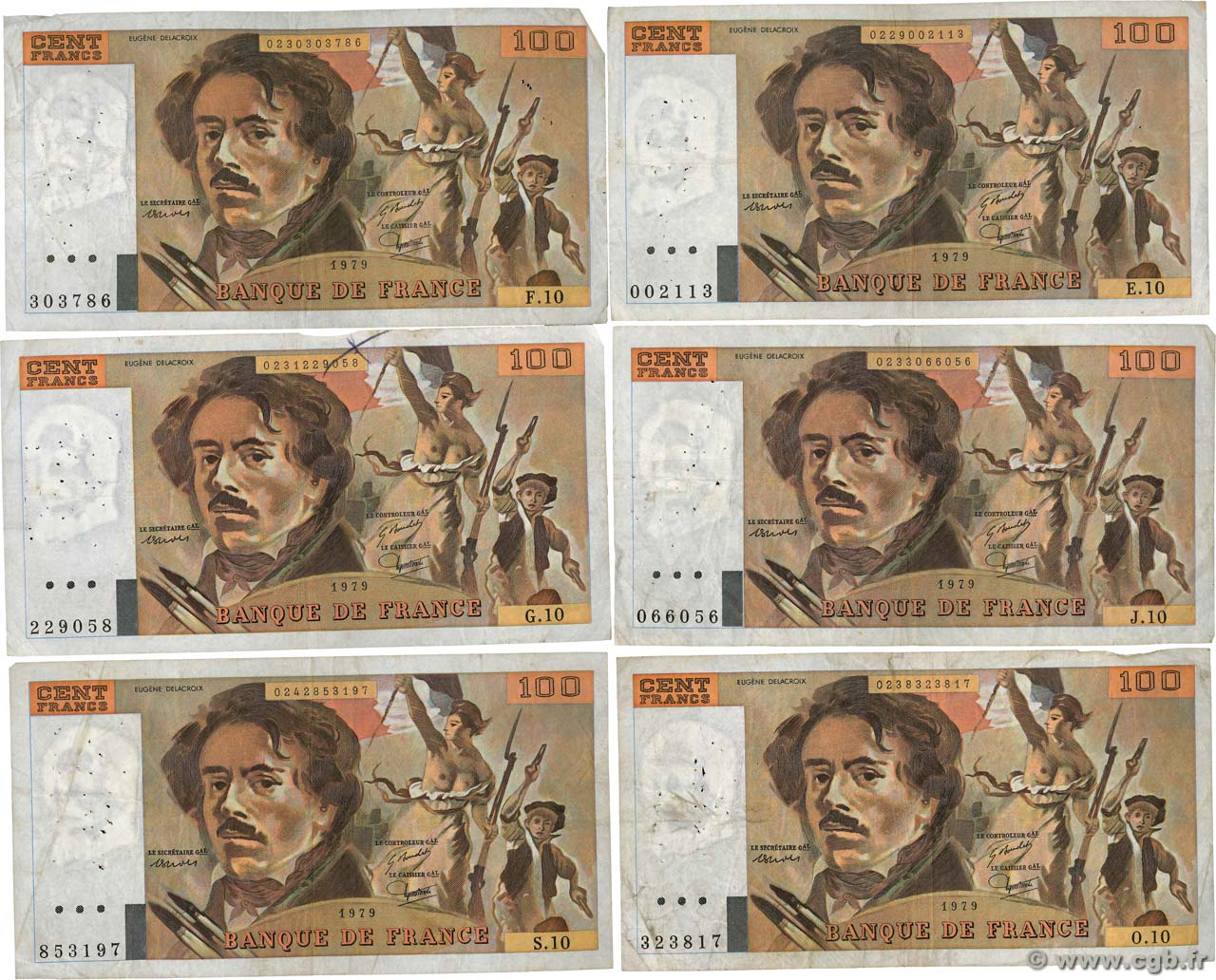 100 Francs DELACROIX modifié FRANCIA  1979 F.69.02a RC a BC