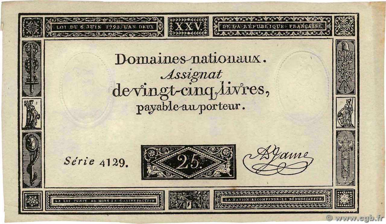 25 Livres FRANCIA  1793 Ass.43a AU