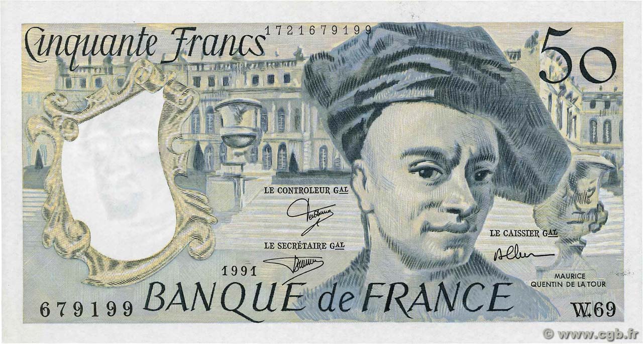 50 Francs QUENTIN DE LA TOUR FRANKREICH  1991 F.67.17 fST+