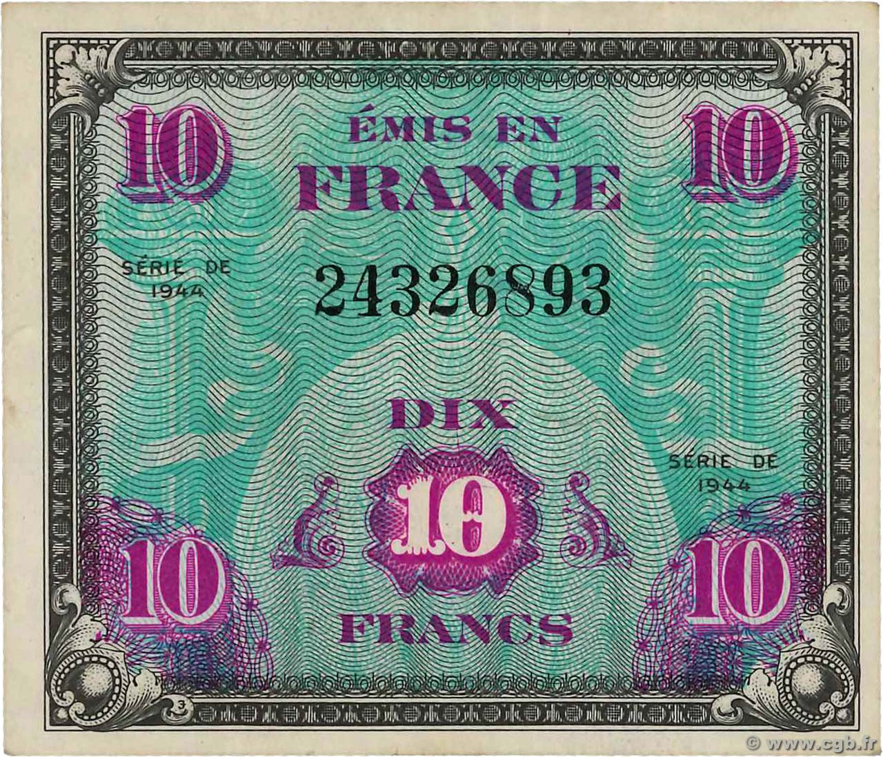 10 Francs DRAPEAU FRANKREICH  1944 VF.18.01 SS