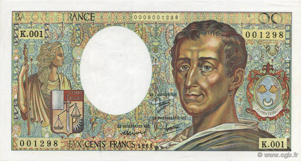 200 Francs Montesquieu Fauté FRANCE  1981 F.70.01 UNC-