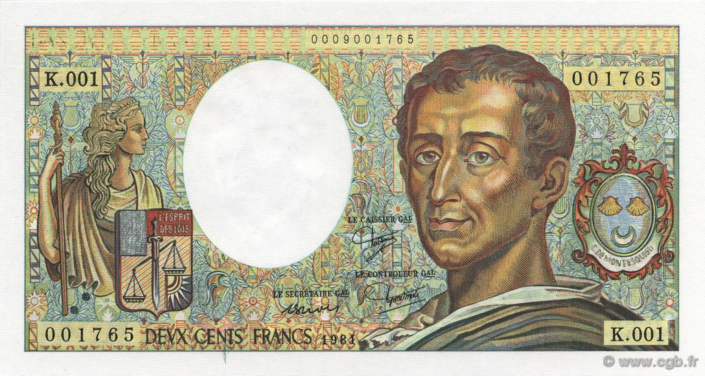 200 Francs Montesquieu Fauté FRANCIA  1981 F.70.01 FDC