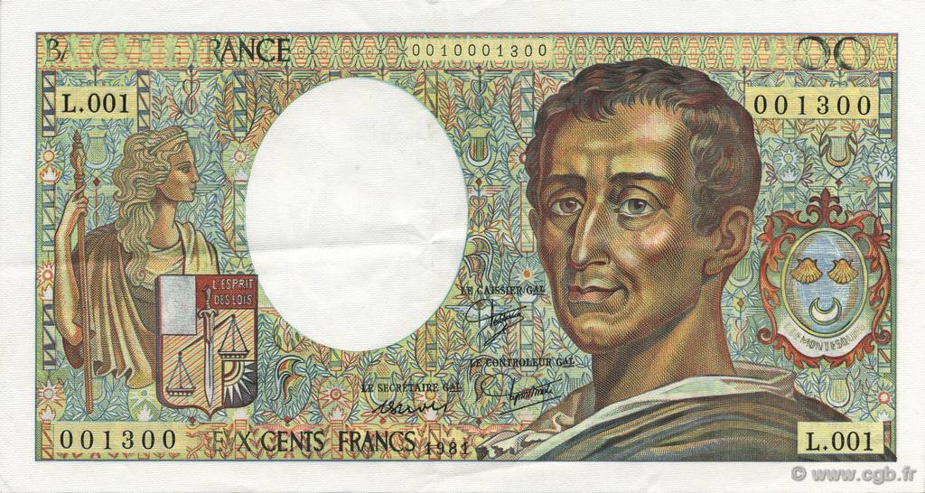 200 Francs Montesquieu Fauté FRANCIA  1981 F.70.01 EBC