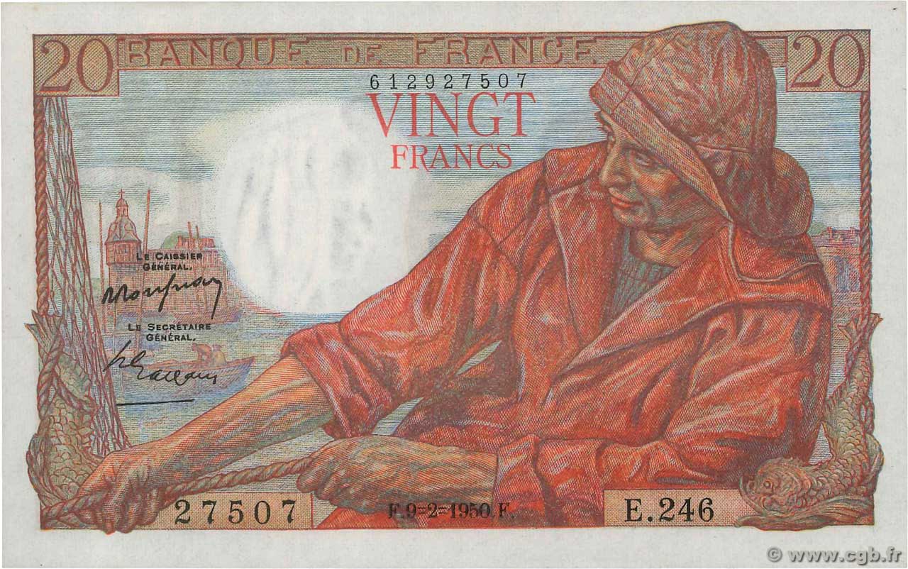 20 Francs PÊCHEUR FRANCIA  1950 F.13.17 SC+