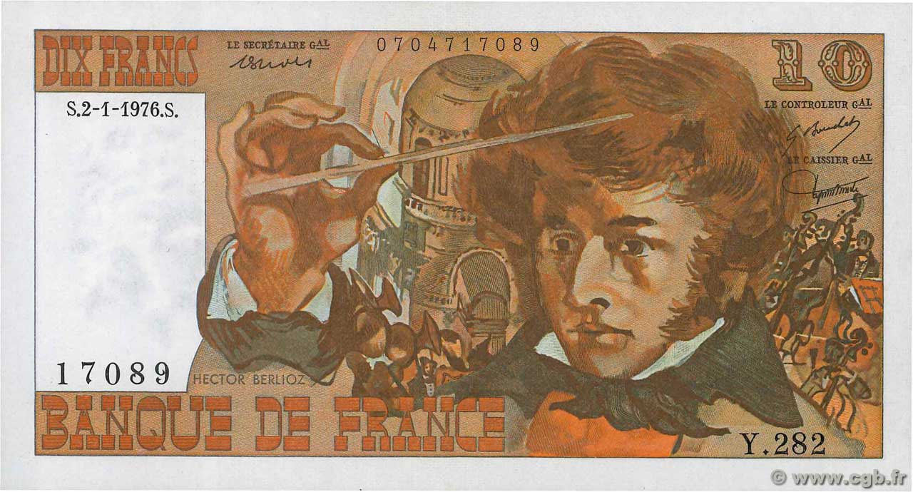 10 Francs BERLIOZ FRANCE  1976 F.63.16-282 AU