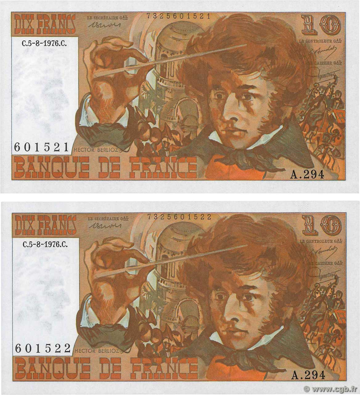 10 Francs BERLIOZ Consécutifs FRANKREICH  1976 F.63.20 ST