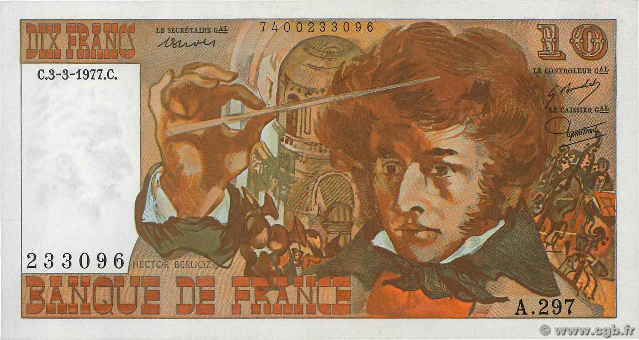 10 Francs BERLIOZ FRANCIA  1977 F.63.21 SC+