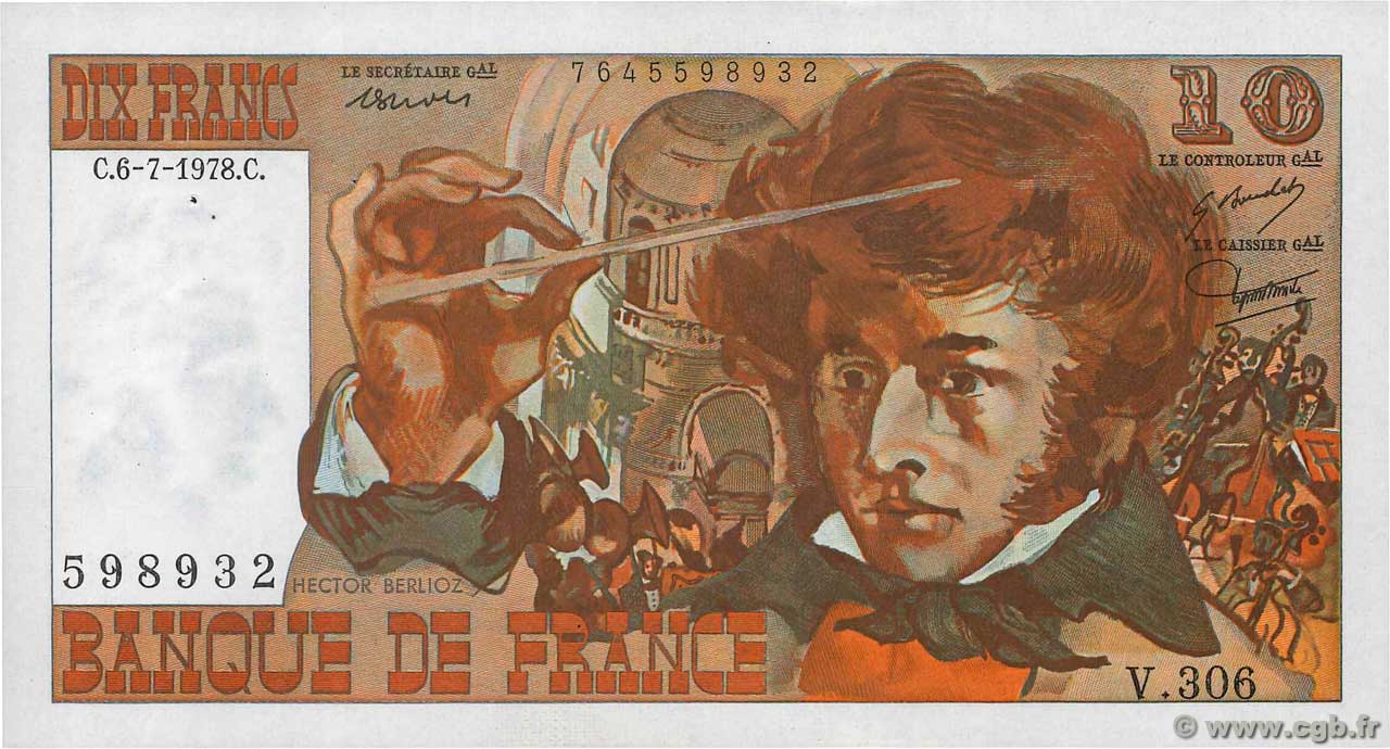10 Francs BERLIOZ FRANCE  1978 F.63.25 SPL