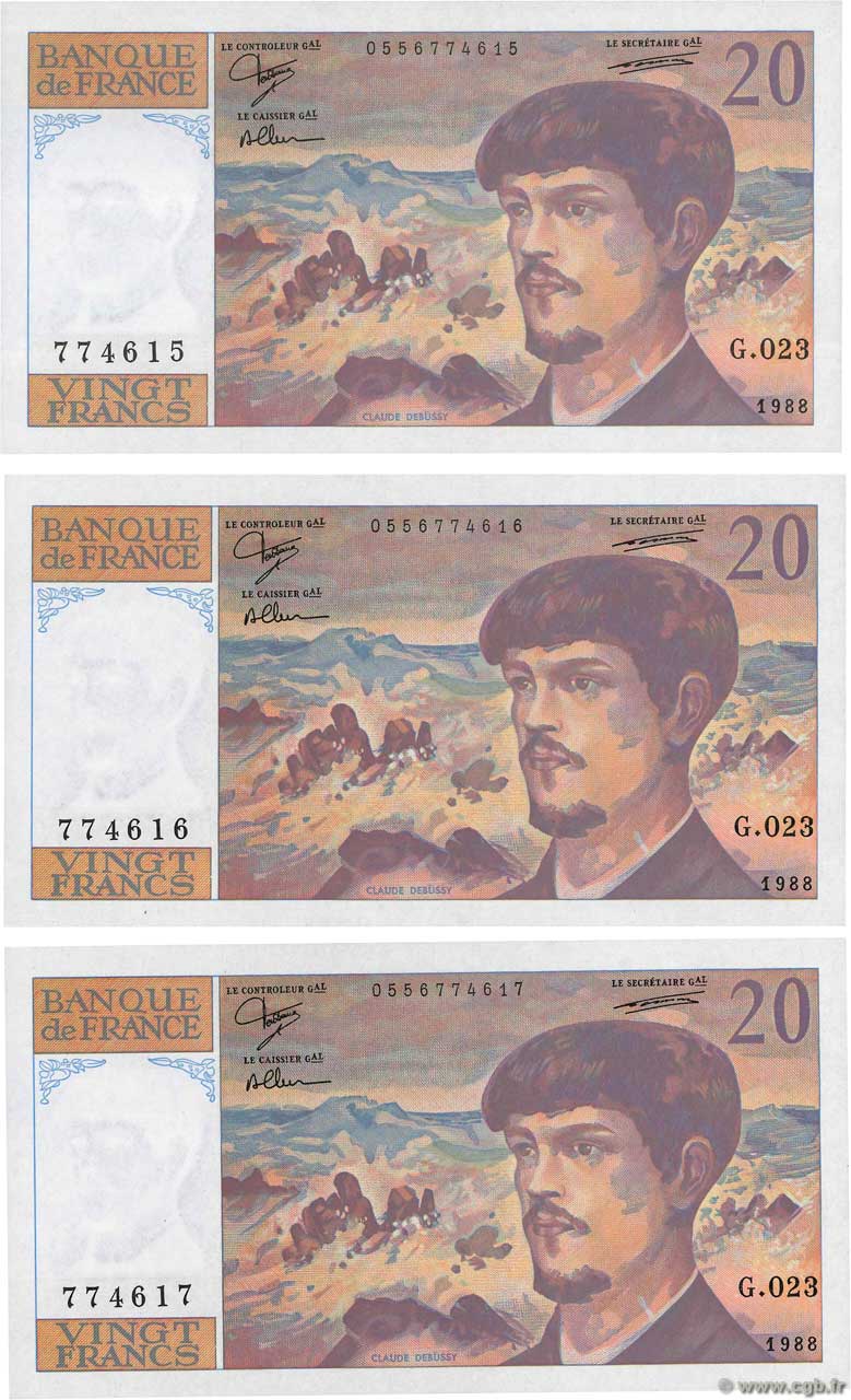 20 Francs DEBUSSY Consécutifs FRANCE  1988 F.66.09 NEUF