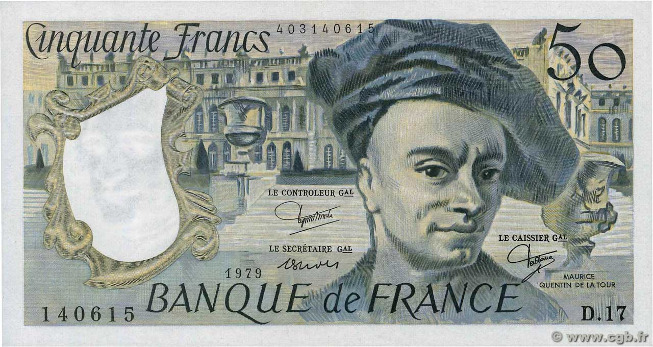 50 Francs QUENTIN DE LA TOUR FRANCE  1979 F.67.05 SUP
