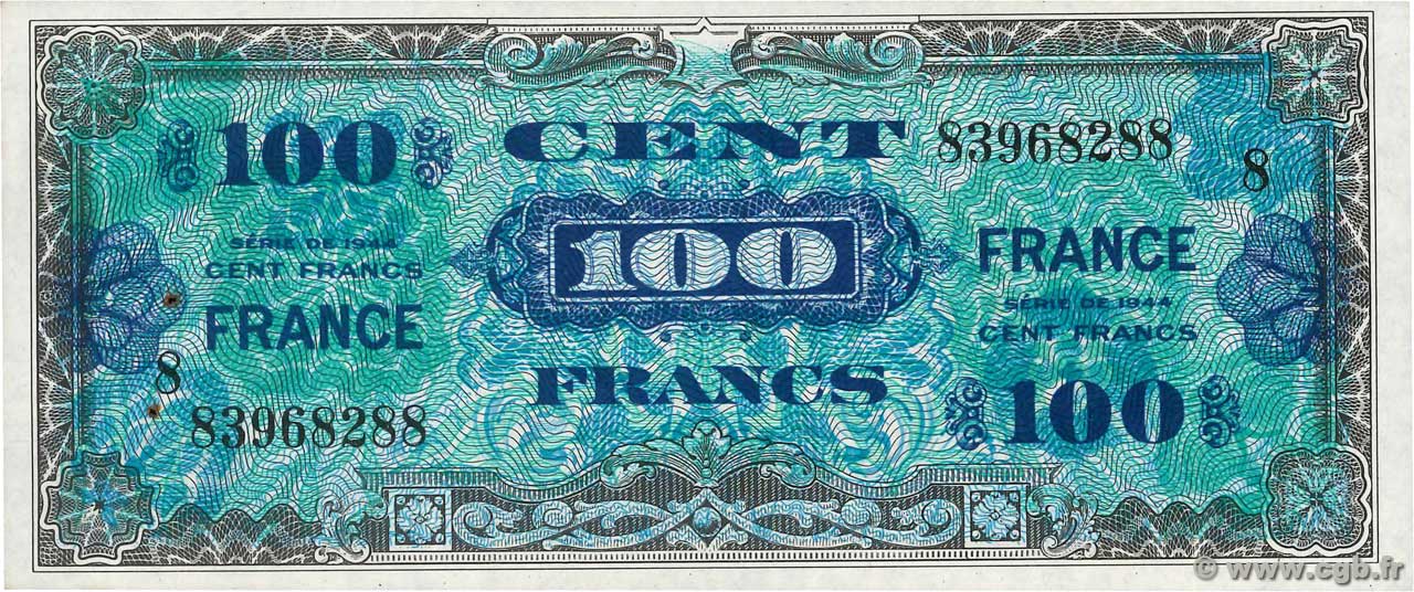 100 Francs FRANCE FRANKREICH  1945 VF.25.08 VZ+