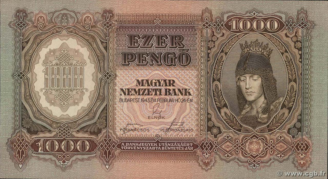 1000 Pengo HUNGARY  1943 P.116 UNC-