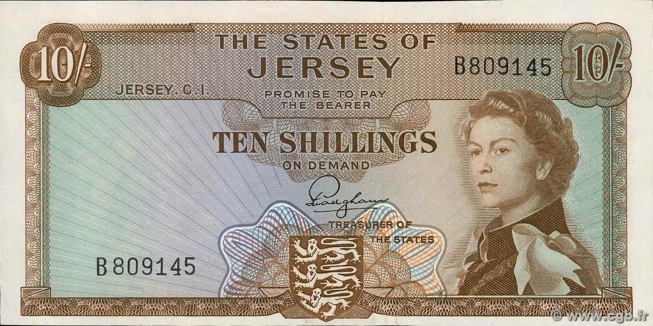 10 Shillings JERSEY  1963 P.07a VZ+