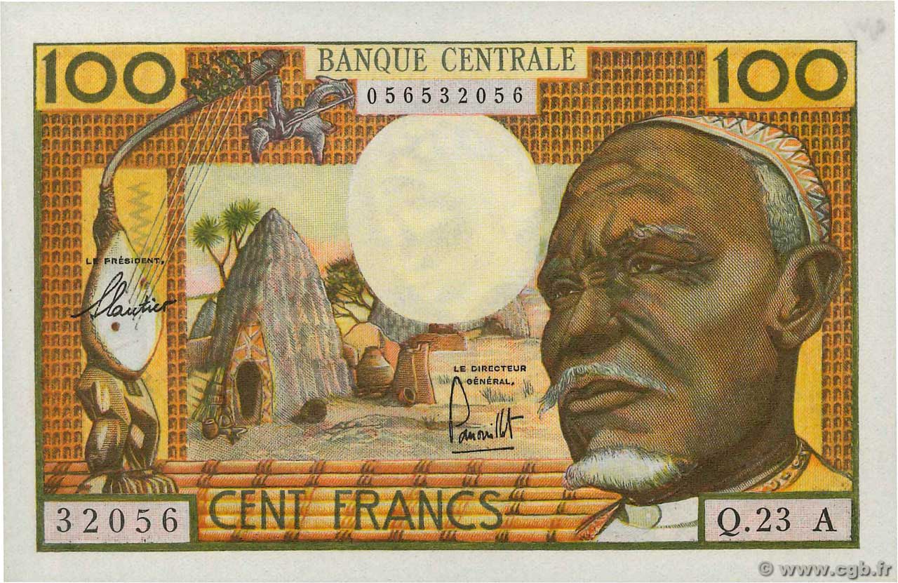 100 Francs EQUATORIAL AFRICAN STATES (FRENCH)  1963 P.03a q.FDC